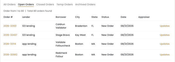 Appraisal Host order pipeline